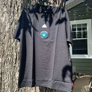 Adidas MLS Charlotte FC Short Sleeve Athletic T-Shirt, size M, Black